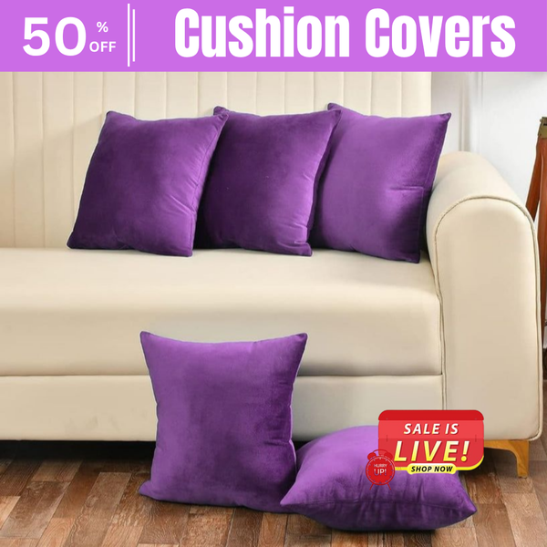 Plain Velvet Cushion Covers - Purple   16″ x 16″
