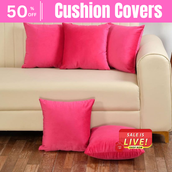 Plain Velvet Cushion Covers - Pink 16″ x 16″